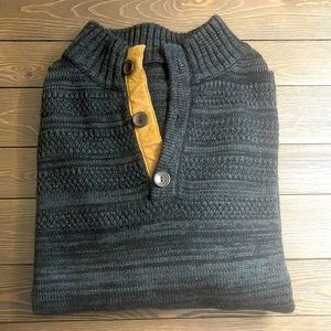 Mens Sweater button mock neck